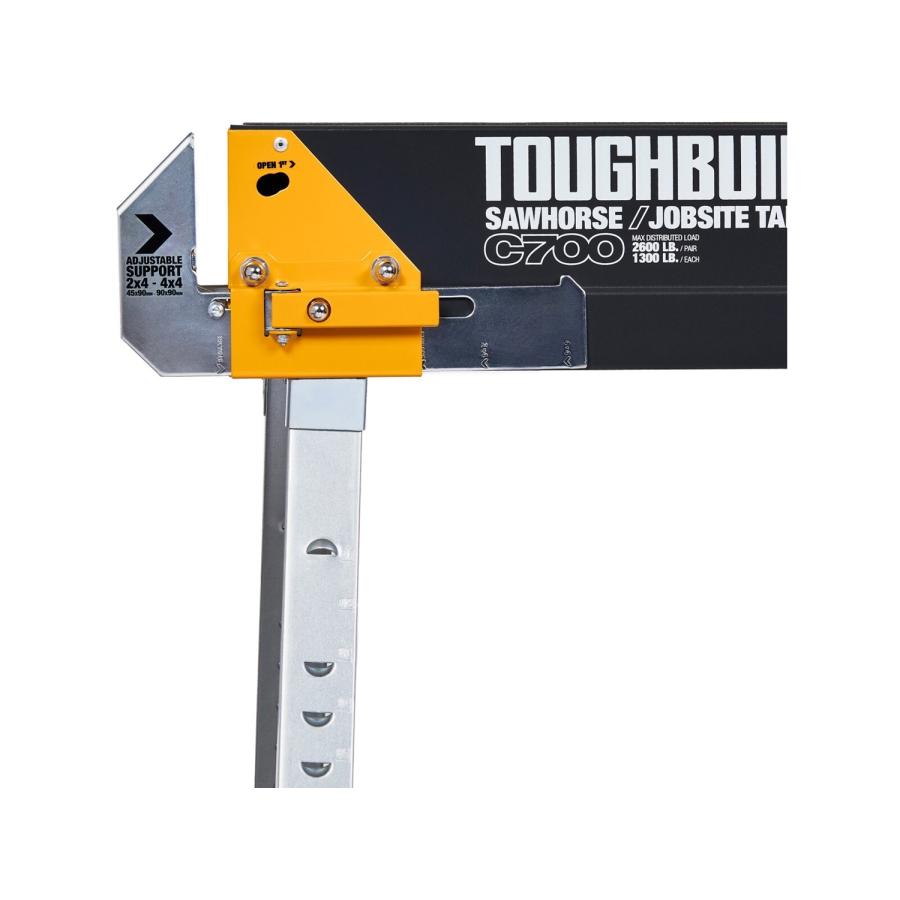 TOUGHBUILT TB-C700 ソーホース / ジョブサイトテーブル、589.67 KG耐荷重の調節可能なソーホースとジョブサイトテーブル、作業スタンド (1個) Amazon.co.jp: ToughBuilt TB-C700-2 ソーホース : DIY・工具・ガーデン