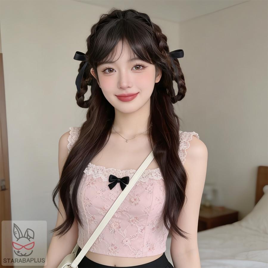 地雷系カチューシャ 三つ編みカチューシャ ウィッグ付きカチューシャ ツインテール 付け毛 小顔 かわいい おしゃれ 4色 闇かわいい ヘアアレンジ 編み込み風 |  | 05