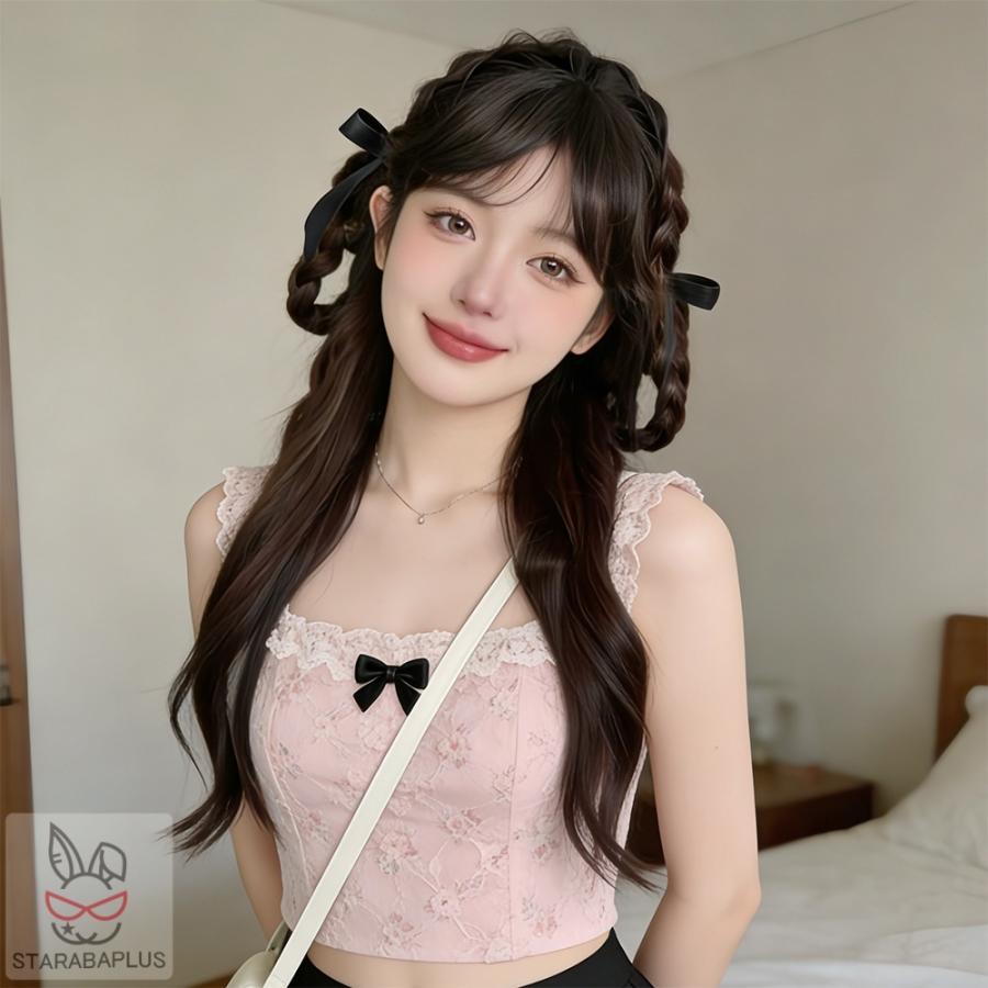 地雷系カチューシャ 三つ編みカチューシャ ウィッグ付きカチューシャ ツインテール 付け毛 小顔 かわいい おしゃれ 4色 闇かわいい ヘアアレンジ 編み込み風 |  | 06