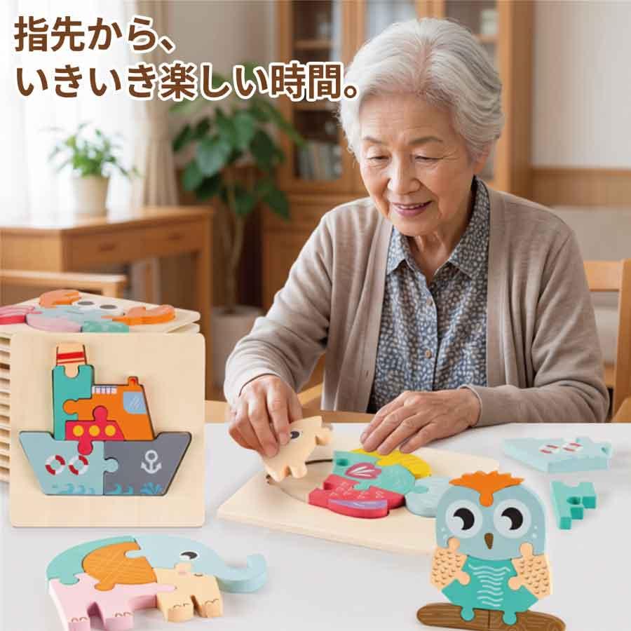 木製パズル 6種類 指先トレーニング 集中力維持 大人 シニア向け パズル ギフト 贈り物にもおすすめ |  | 06