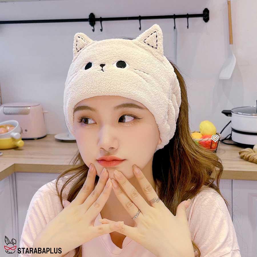 ヘアバンド 洗顔用 レディース かわいい 猫 ターバン 吸水 速乾  もこもこ ヘッドバンド 柔らかい 伸縮性あり かわいい おしゃれ マイクロファイバー 送料無料 |  | 04