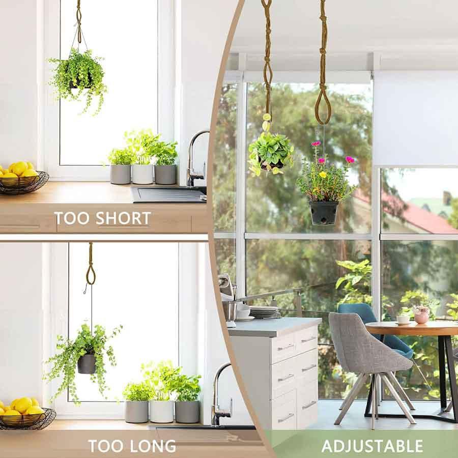 4個入り マクラメ植物ハンガーエクステンダー つり下げ フック延長 ロープ 植物 バスケット 植物の吊り下げ用 全長40cm ハンドメイド 植木鉢 装飾 送料無料 |  | 05