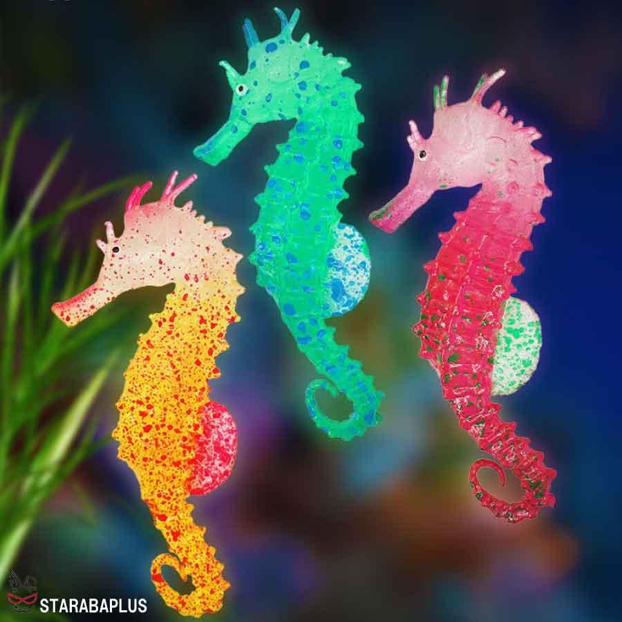 3個入り 水槽オブジェ タツノオトシゴ 吸盤付き 発光効果 蛍光