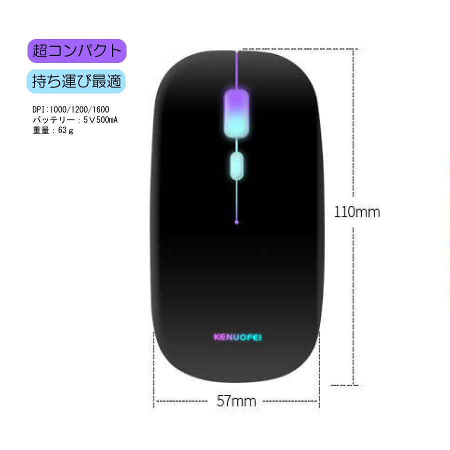 マウス ワイヤレスマウス 2.4Ghz 静音 コンパクト スリム DPI 充電式 長時間 在宅 持ち運び ポイント消化 送料無料 |  | 08