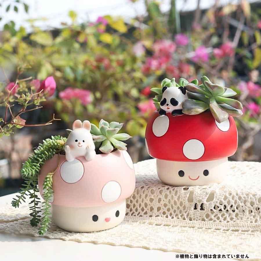 キノコ型植木鉢 母の日 鉢植え 可愛い多肉植物用鉢 動物フィギュア付きプランター 室内植物用可愛い鉢 プレゼント用ユニークな植木鉢 送料無料 |  | 05