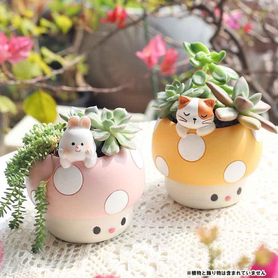 キノコ型植木鉢 母の日 鉢植え 可愛い多肉植物用鉢 動物フィギュア付きプランター 室内植物用可愛い鉢 プレゼント用ユニークな植木鉢 送料無料 |  | 08