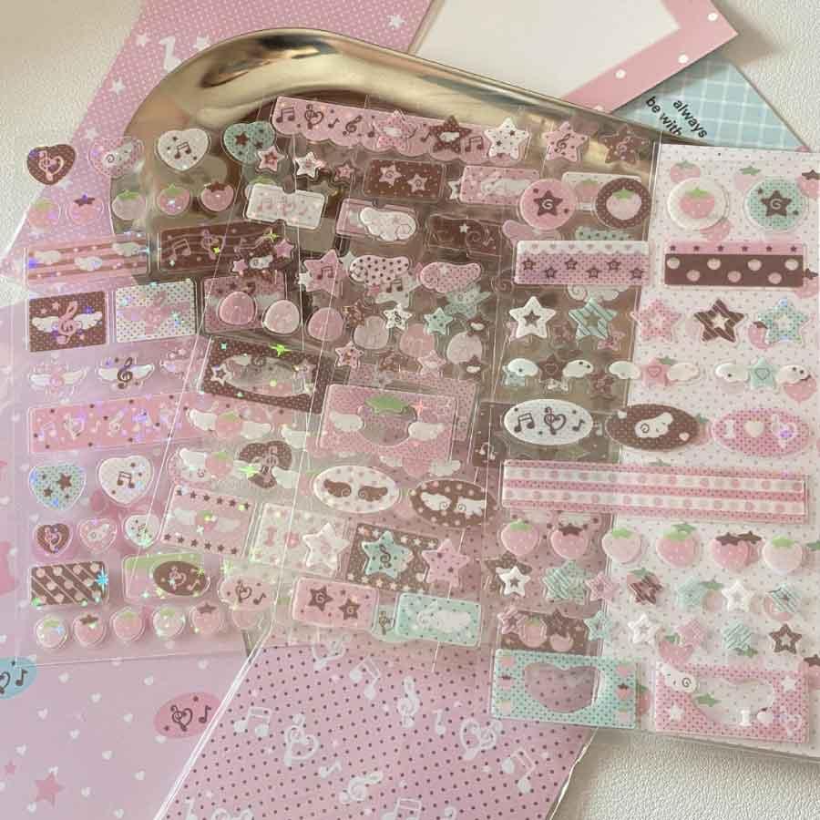 手帳 シール かわいい 4枚セット 手帳シール 手帳ステッカー シール デコシール キラキラ デコ おしゃれ 手帳用シール 送料無料 |  | 01