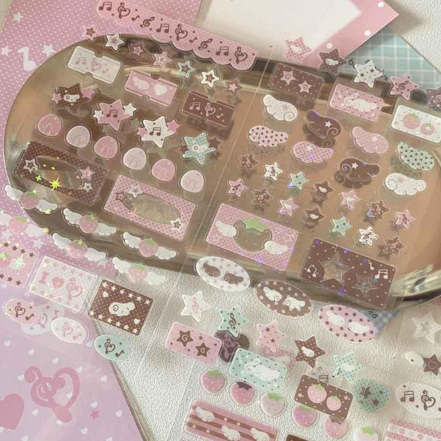 手帳 シール かわいい 4枚セット 手帳シール 手帳ステッカー シール デコシール キラキラ デコ おしゃれ 手帳用シール 送料無料 |  | 03