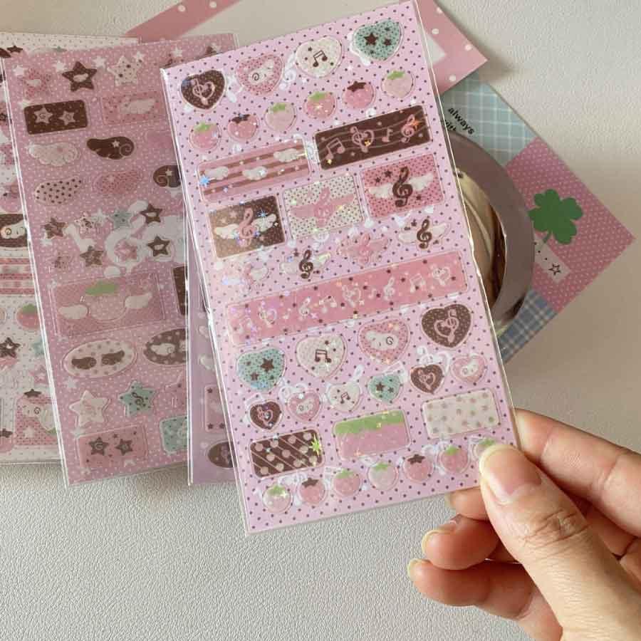 手帳 シール かわいい 4枚セット 手帳シール 手帳ステッカー シール デコシール キラキラ デコ おしゃれ 手帳用シール 送料無料 |  | 04