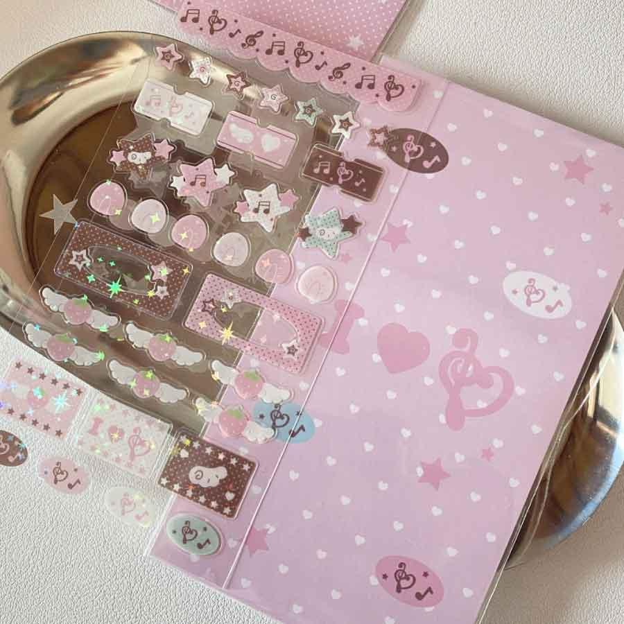 手帳 シール かわいい 4枚セット 手帳シール 手帳ステッカー シール デコシール キラキラ デコ おしゃれ 手帳用シール 送料無料 |  | 08