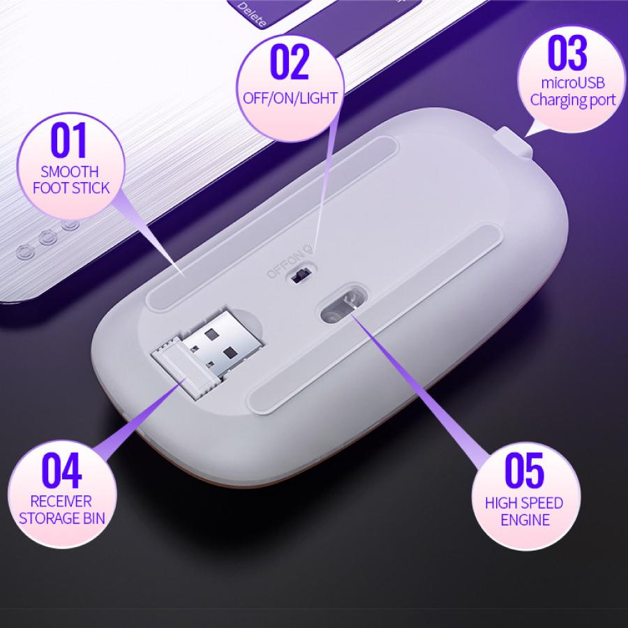 A2 ワイヤレスマウス 静音 2.4Gh 無線 充電式 省電力 ライト スリムデザイン DPI かっこいい プレゼント 誕生日 送料無料 |  | 06