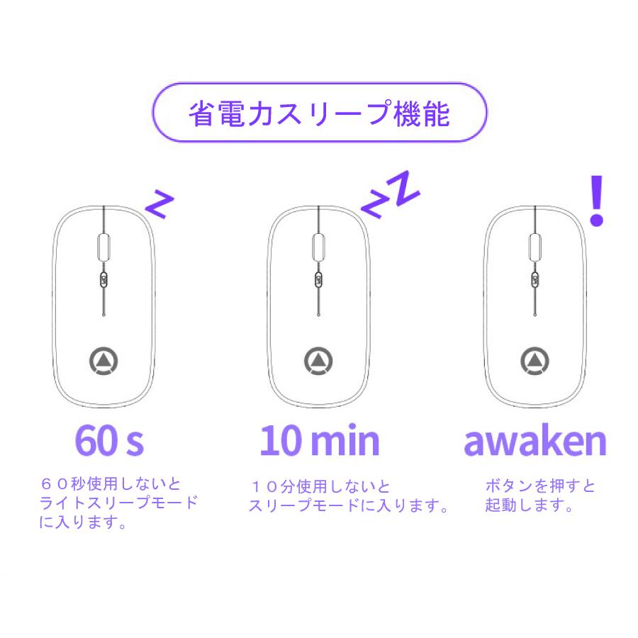 A2 ワイヤレスマウス 静音 2.4Gh 無線 充電式 省電力 ライト スリムデザイン DPI かっこいい プレゼント 誕生日 送料無料 |  | 07