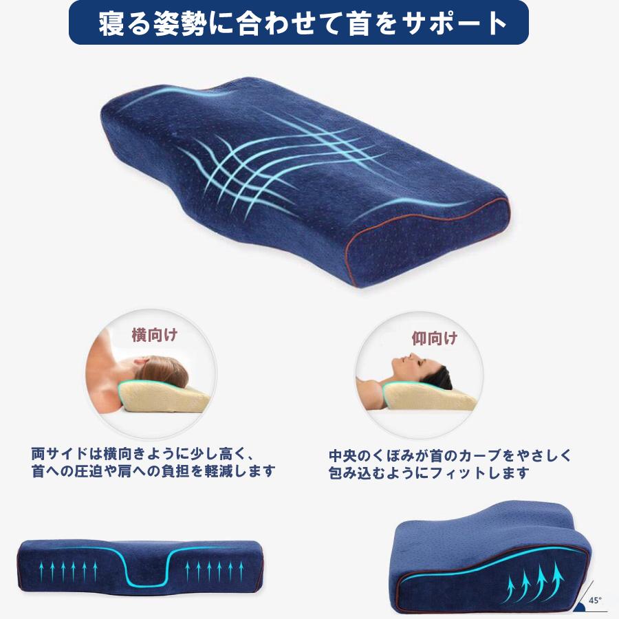 枕 まくら いびきでお悩みの方に 寝姿勢サポート 低反発まくら 首元フィット 横向け 横向き寝 仰向け 人間工学 頸椎サポート 快眠枕 安眠枕 整体枕 洗えるカバー |  | 01