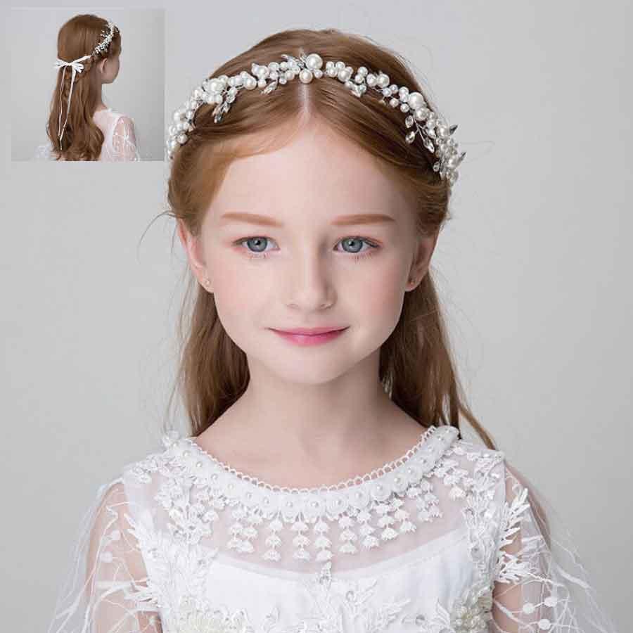 キッズ ヘアアクセサリー パール カチューシャ フラワー ヘッドドレス 子供用 フォーマル 結婚式 発表会 七五三 花冠 ティアラ 女の子 ドレス用 | 