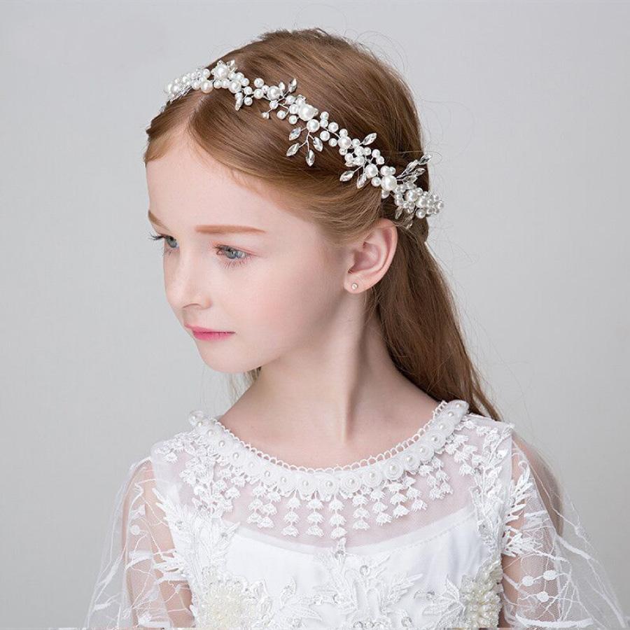 キッズ ヘアアクセサリー パール カチューシャ フラワー ヘッドドレス 子供用 フォーマル 結婚式 発表会 七五三 花冠 ティアラ 女の子 ドレス用 |  | 01