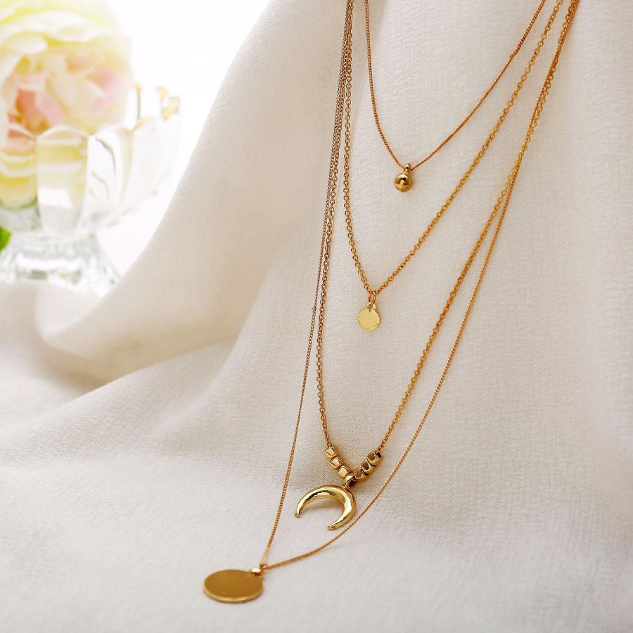 重ね付け4連ネックレス レディース アクセサリー セット 可愛い 上品 コイン 月モチーフ 調整可能 プレゼント ギフト |  | 04