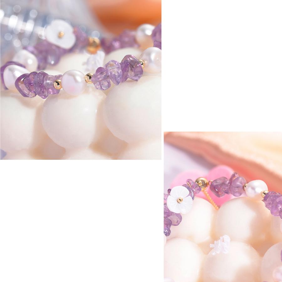 天然紫水晶 ブレスレット  レディース フリーサイズ  軽量 天然石 パワーストーン 上品 華奢 ギフト プレゼント |  | 03