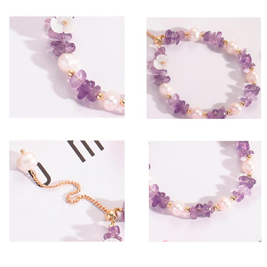 天然紫水晶 ブレスレット  レディース フリーサイズ  軽量 天然石 パワーストーン 上品 華奢 ギフト プレゼント |  | 04