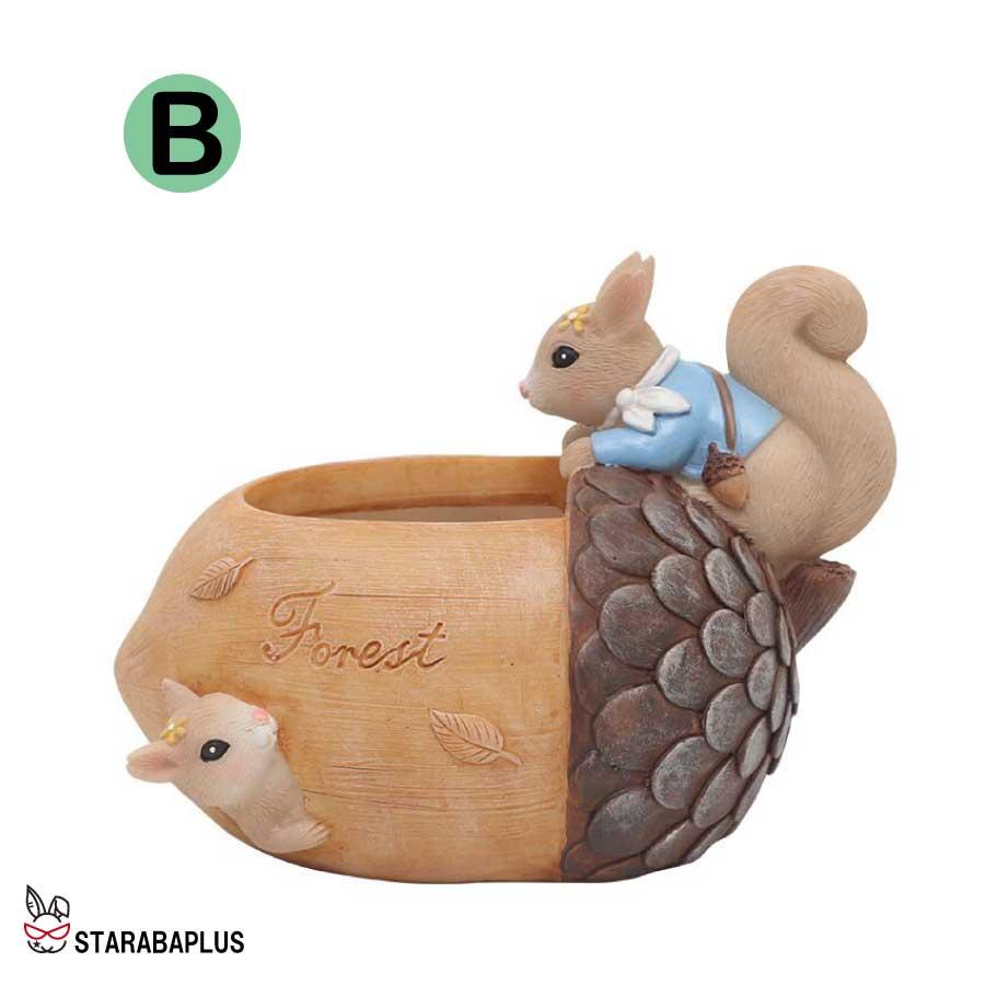 植木鉢 リス りす 母の日 ガーデニングオブジェ 鉢植え フラワープランター 多肉植物　サボテン ミニ プランター おしゃれ 可愛い 送料無料 |  | 20