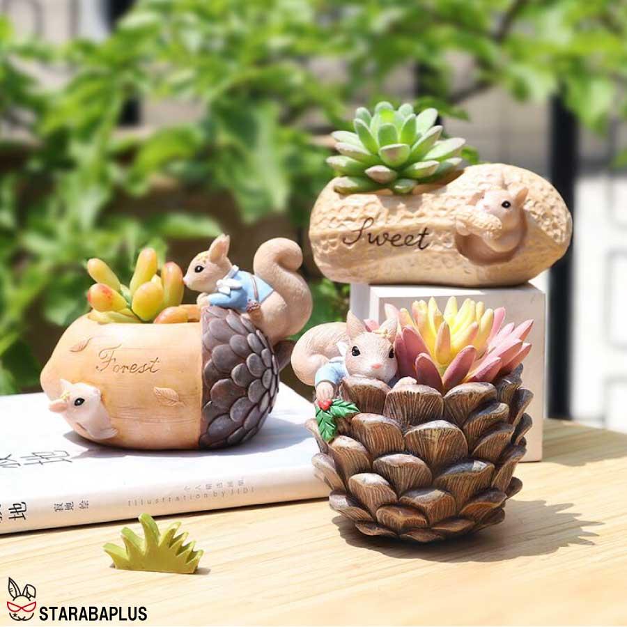 植木鉢 リス りす 母の日 ガーデニングオブジェ 鉢植え フラワープランター 多肉植物　サボテン ミニ プランター おしゃれ 可愛い 送料無料 |  | 05