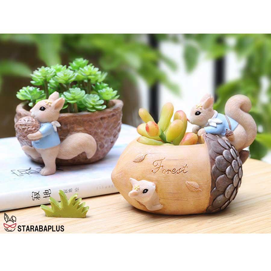 植木鉢 リス りす 母の日 ガーデニングオブジェ 鉢植え フラワープランター 多肉植物　サボテン ミニ プランター おしゃれ 可愛い 送料無料 |  | 06