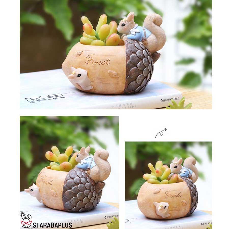 植木鉢 リス りす 母の日 ガーデニングオブジェ 鉢植え フラワープランター 多肉植物　サボテン ミニ プランター おしゃれ 可愛い 送料無料 |  | 07