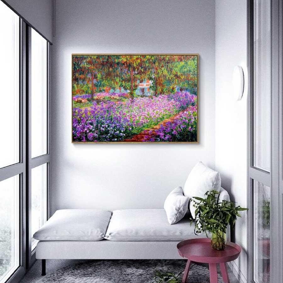 クロード・モネ モネの家の庭 枠付き 油絵 風景画 壁掛け 名画 ファブリック パネル オシャレ インテリア アートパネル リビング プレゼント 送料無料_4