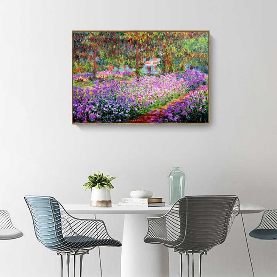 クロード・モネ モネの家の庭 枠付き 油絵 風景画 壁掛け 名画 ファブリック パネル オシャレ インテリア アートパネル リビング プレゼント 送料無料_5