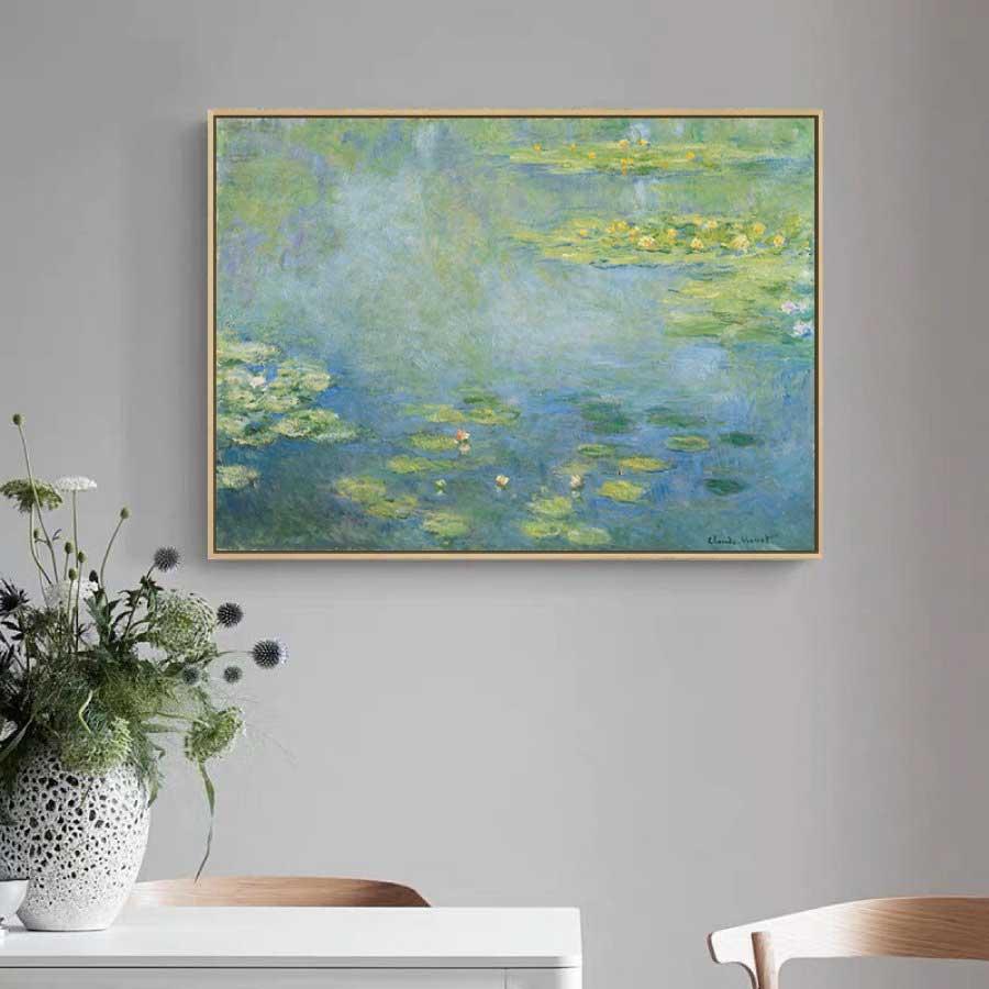 クロード・モネ 睡蓮 スイレン 枠付き 油絵 風景画 壁掛け 名画 ファブリック パネル オシャレ インテリア アートパネル リビング プレゼント 送料無料_1