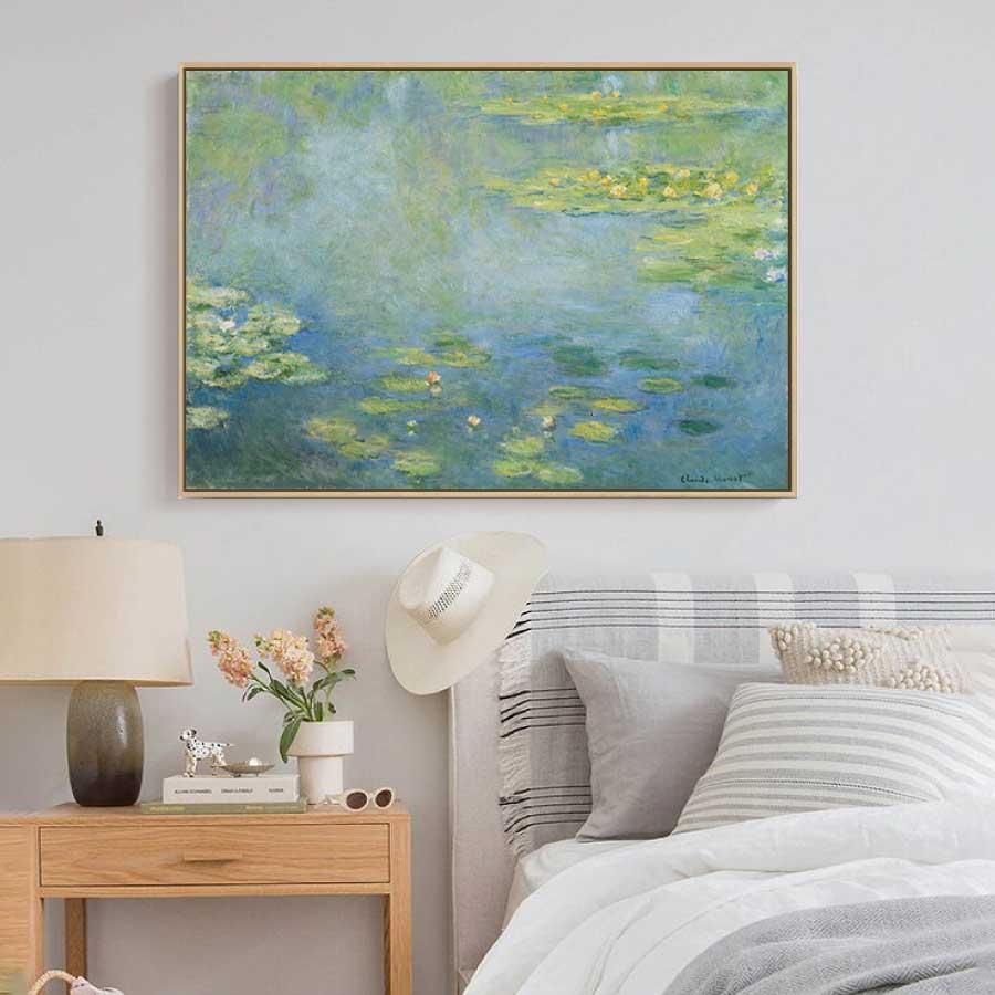 クロード・モネ 睡蓮 スイレン 枠付き 油絵 風景画 壁掛け 名画 ファブリック パネル オシャレ インテリア アートパネル リビング プレゼント 送料無料_2