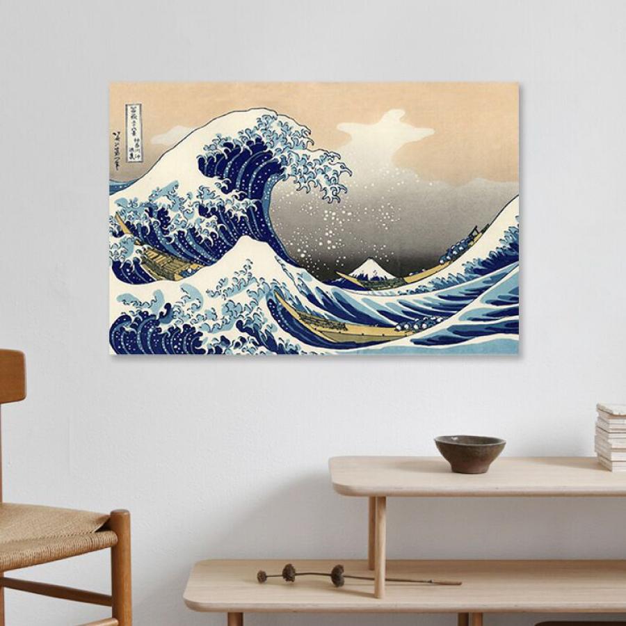 葛飾北斎 富嶽三十六景「神奈川沖浪裏」70×50 風景画 壁掛け 名画 ファブリック オシャレ インテリア アートパネル プレゼント 送料無料 | 