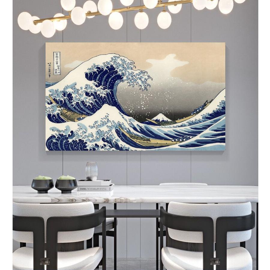 葛飾北斎 富嶽三十六景「神奈川沖浪裏」90×60 風景画 壁掛け 大きい 名画 ファブリック オシャレ インテリア アートパネル プレゼント 送料無料 |  | 02