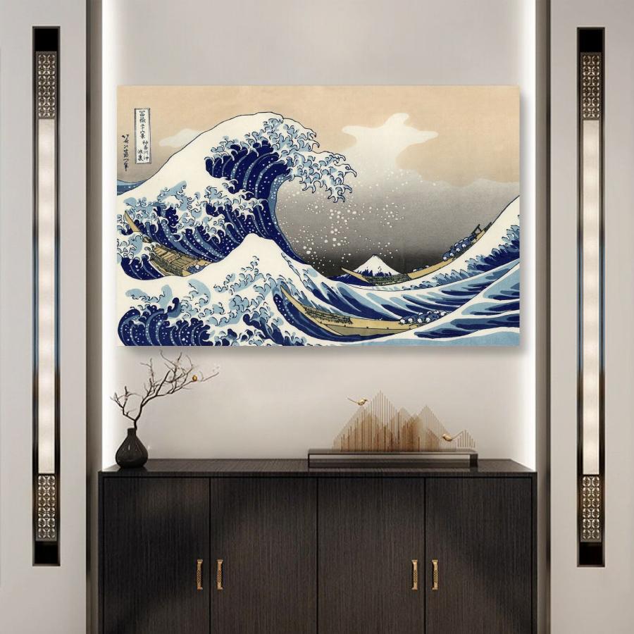 葛飾北斎 富嶽三十六景「神奈川沖浪裏」70×50 風景画 壁掛け 名画 ファブリック オシャレ インテリア アートパネル プレゼント 送料無料 |  | 01