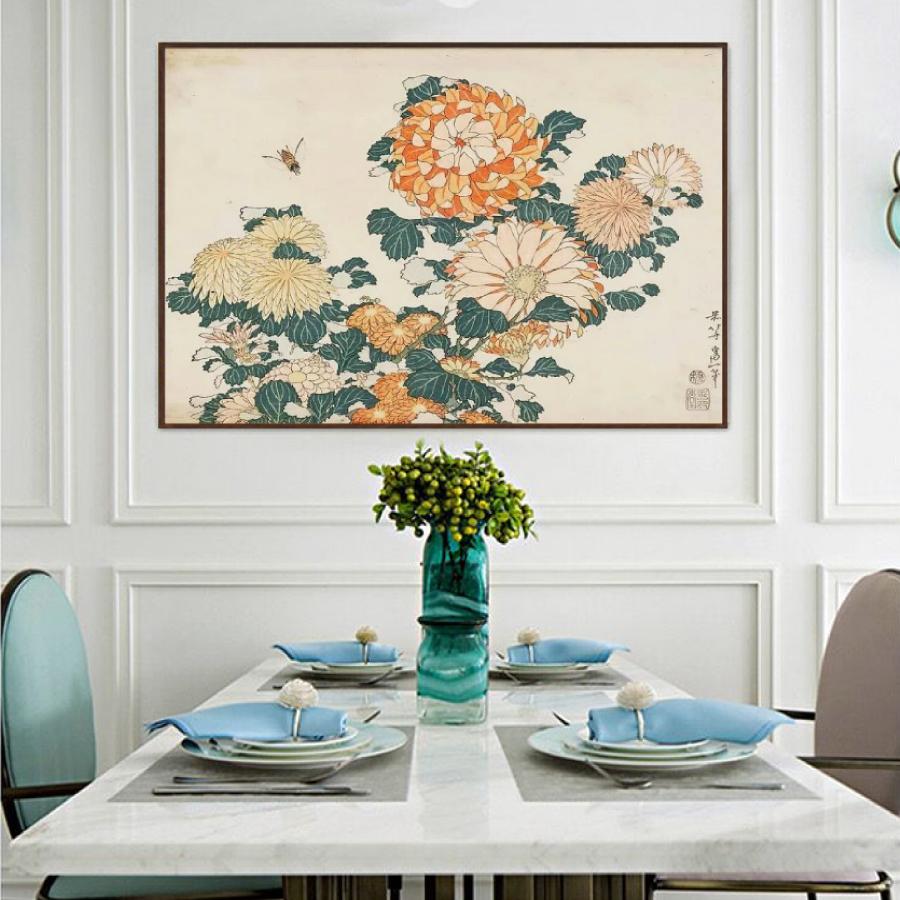 葛飾北斎「菊と蜂」60×50 風景画 壁掛け 名画 ファブリック オシャレ インテリア アートパネル プレゼント 送料無料 |  | 03
