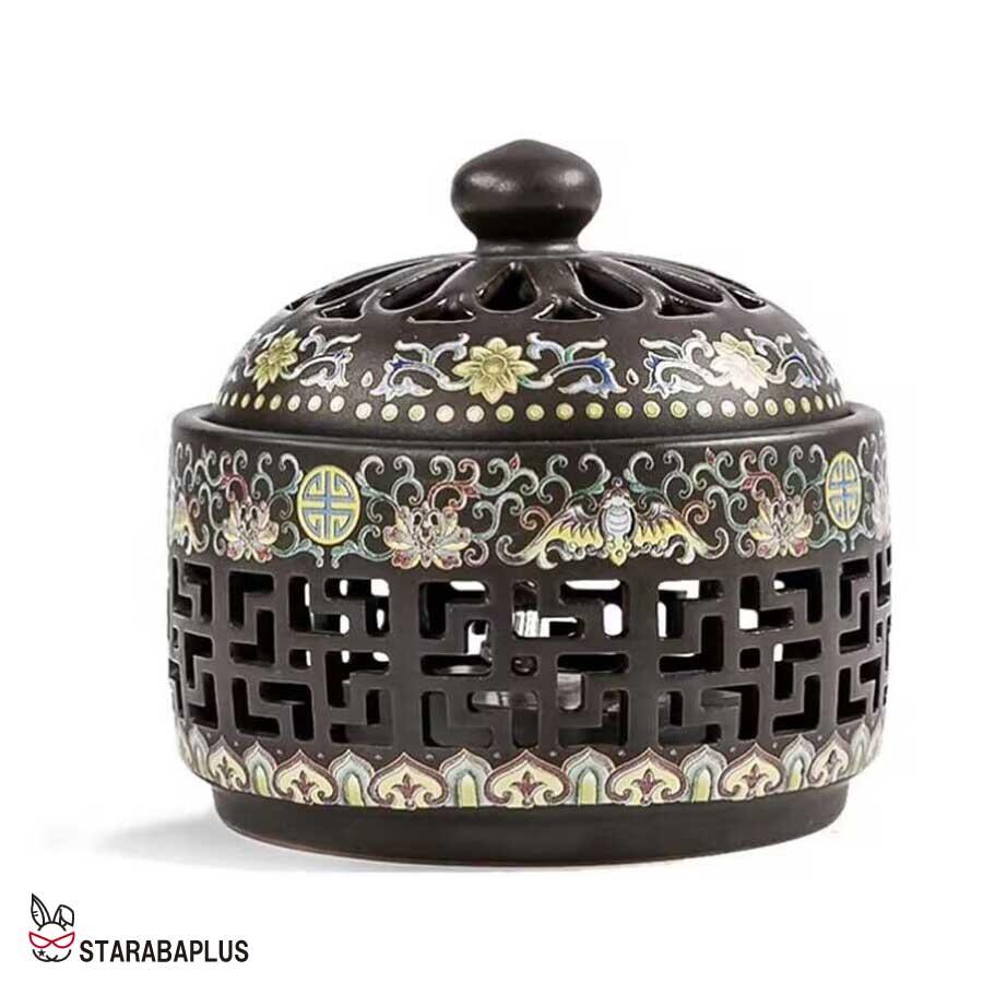 お香炉 アジアン ホルダー おしゃれ ホルダー LED ライト 乾電池式 香炉 陶器 夜間照明 内蔵難燃綿 インテリア 送料無料 |  | 06