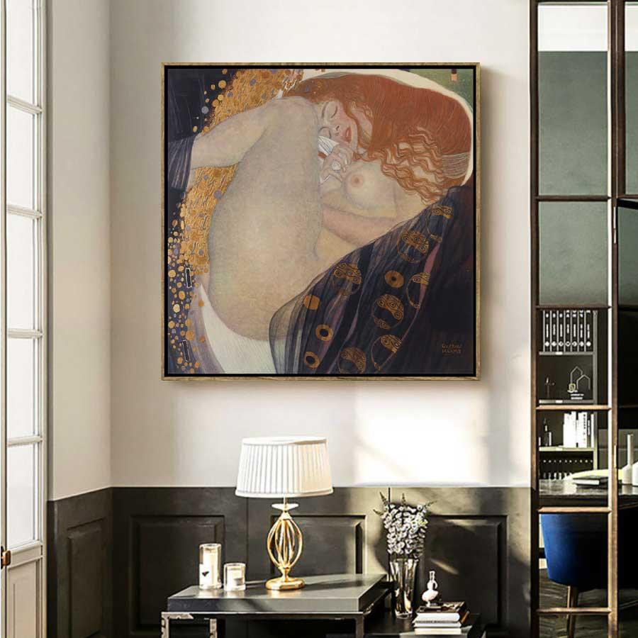 グスタフ クリムト ダナエ 枠付き 名画 絵画 インテリア 装飾 ホテル カフェ リビング ファブリック オシャレ インテリア アートパネル プレゼント 送料無料_3