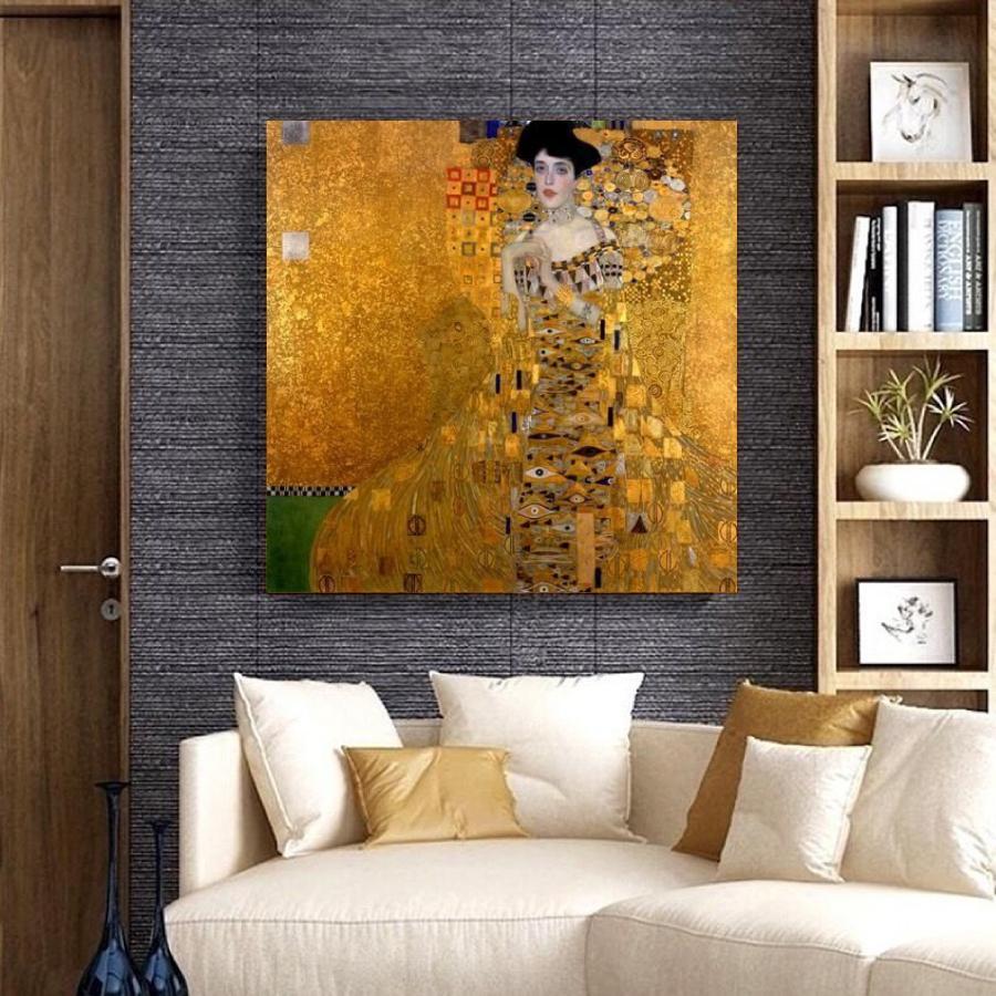 グスタフ クリムト アデーレ・ブロッホ バウアーの肖像 名画 絵画 60cm×60cm インテリア ファブリック ホテル カフェ 旅館 リビング プレゼント 送料無料 | 