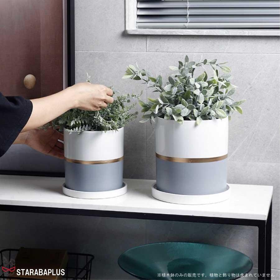 陶器鉢 植木鉢 おしゃれ 鉢植え プランター 円筒形 室内鉢 受け皿付き 穴あり 多肉植物 観葉植物鉢 送料無料 |  | 07