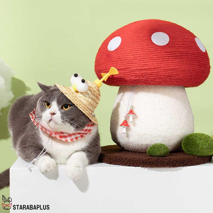 猫用 爪とぎタワー きのこ キノコ キャットタワー 天然サイザル 麻 インテリア 爪とぎポール ストレス解消 可愛い 可愛い 送料無料 |  | 03