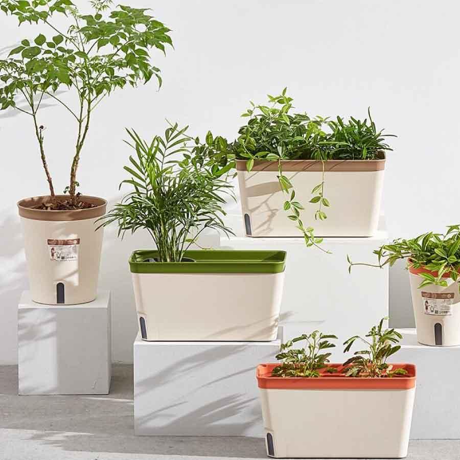 プランター 27cm 植木鉢 給水鉢 底面給水 スリット鉢 ハーブ 多肉植物鉢 オフィス 園芸 ガーデン 送料無料 |  | 01