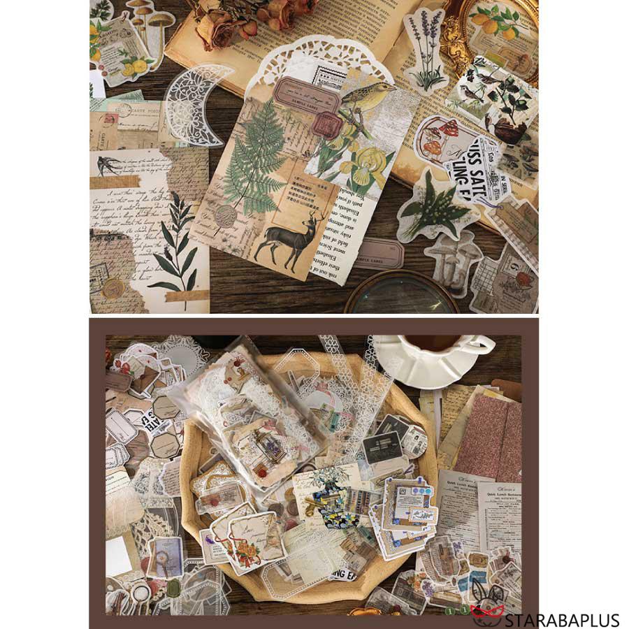 260枚セット シール ステッカー 紙素材 コラージュ素材 可愛い DIY 飾り 紙素材 レトロ風 花 植物 クラシック デザイン 封筒 メール便 送料無料 |  | 15