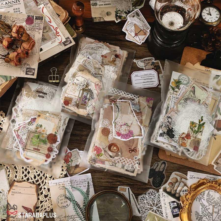 260枚セット シール ステッカー 紙素材 コラージュ素材 可愛い DIY 飾り 紙素材 レトロ風 花 植物 クラシック デザイン 封筒 メール便 送料無料 |  | 05