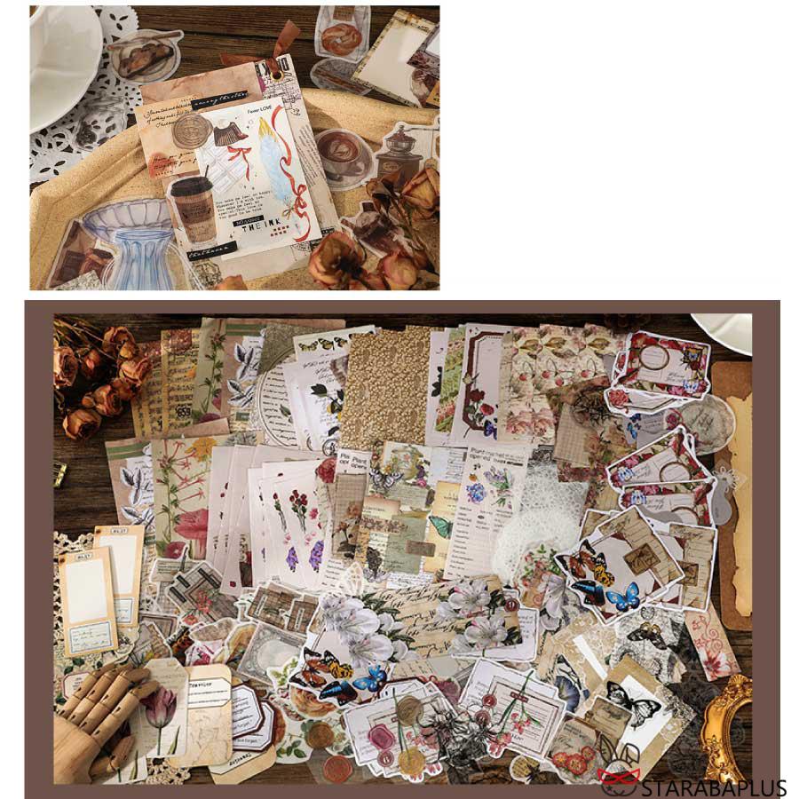 260枚セット シール ステッカー 紙素材 コラージュ素材 可愛い DIY 飾り 紙素材 レトロ風 花 植物 クラシック デザイン 封筒 メール便 送料無料 |  | 12