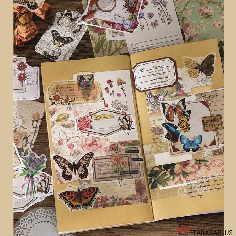 260枚セット シール ステッカー 紙素材 コラージュ素材 可愛い DIY 飾り 紙素材 レトロ風 花 植物 クラシック デザイン 封筒 メール便 送料無料 |  | 13