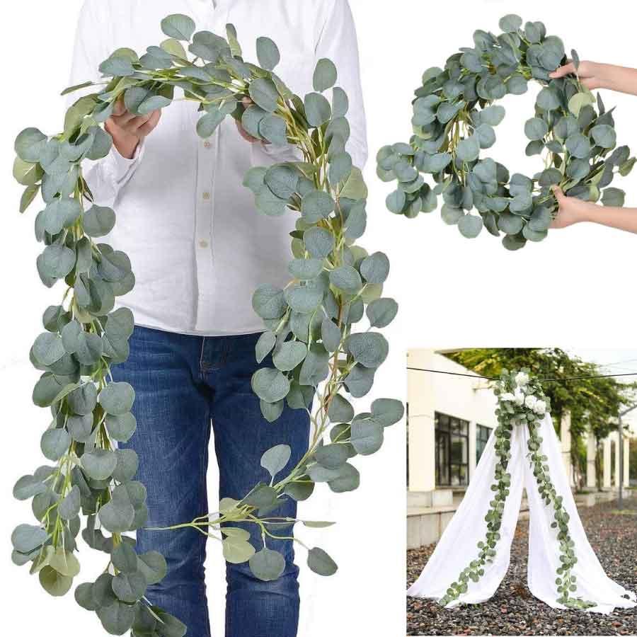 ユーカリ フェイクグリーン ガーランド 2m 3本セット 造花 観葉植物 壁掛け インテリア グリーン 北欧 おしゃれ ナチュラル 人工植物 店舗装飾  送料無料 |  | 02