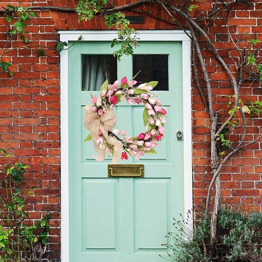 チューリップリース 造花 玄関リース 春リース フラワーリース フェイクリース 北欧 ナチュラル ドアリース インテリア 花輪 ギフト 母の日 ウェルカムリース |  | 05