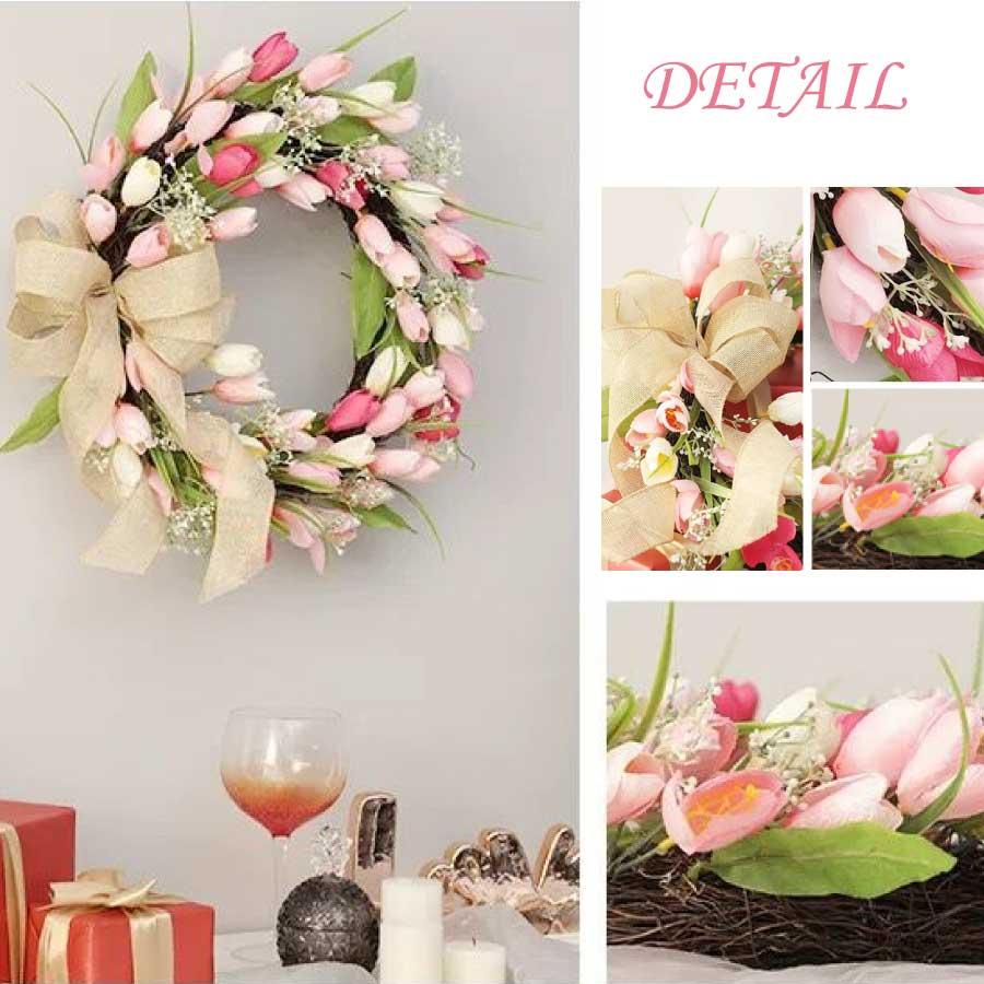 チューリップリース 造花 玄関リース 春リース フラワーリース フェイクリース 北欧 ナチュラル ドアリース インテリア 花輪 ギフト 母の日 ウェルカムリース |  | 07