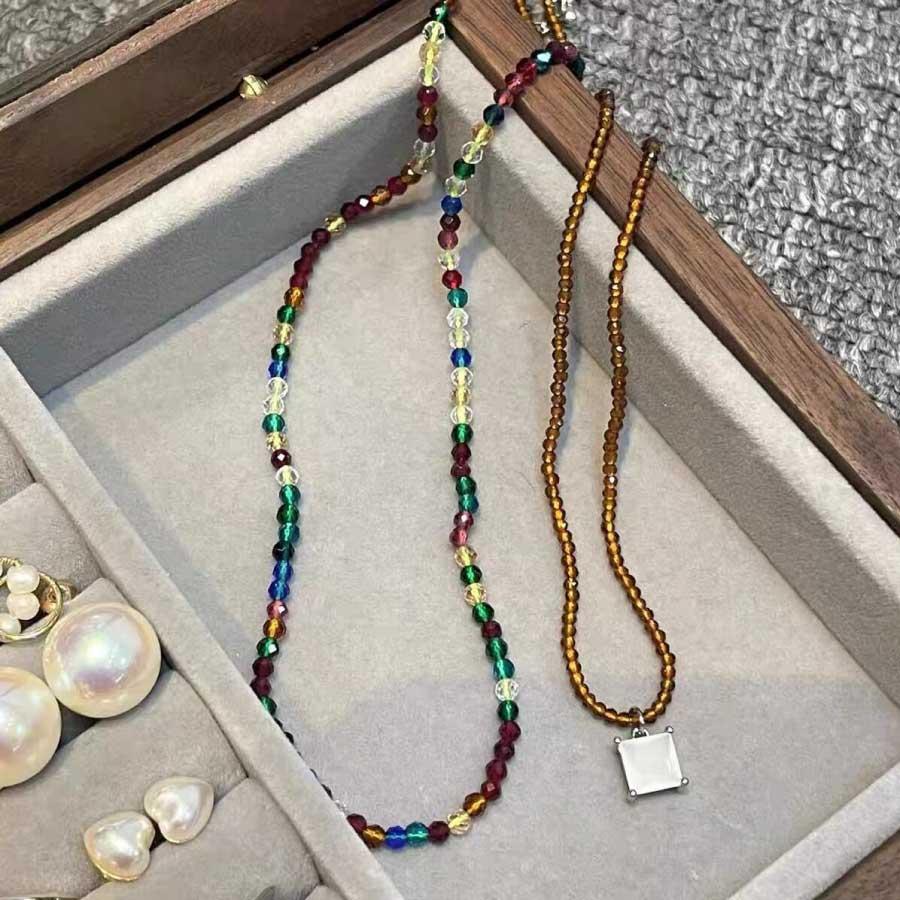 2連 ネックレス レディース ビーズネックレス ガラスビーズ チョーカー 重ね付け風 カラービーズ 軽量 華奢 おしゃれ アクセサリー ギフト |  | 04