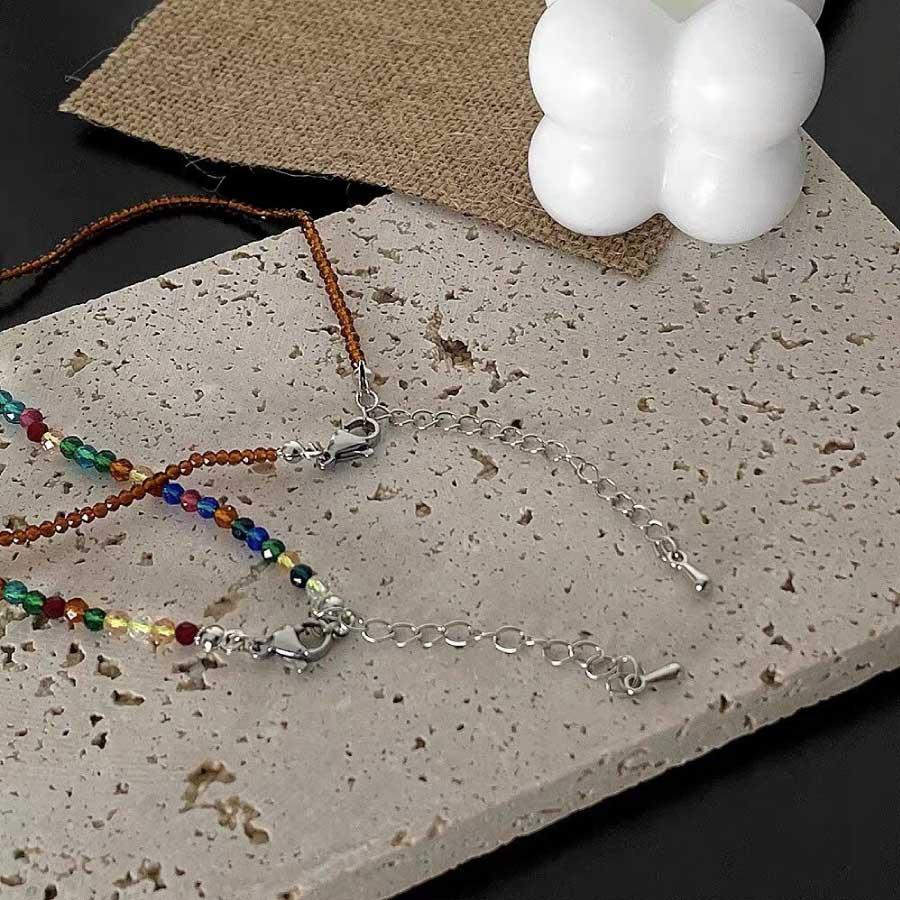 2連 ネックレス レディース ビーズネックレス ガラスビーズ チョーカー 重ね付け風 カラービーズ 軽量 華奢 おしゃれ アクセサリー ギフト |  | 05