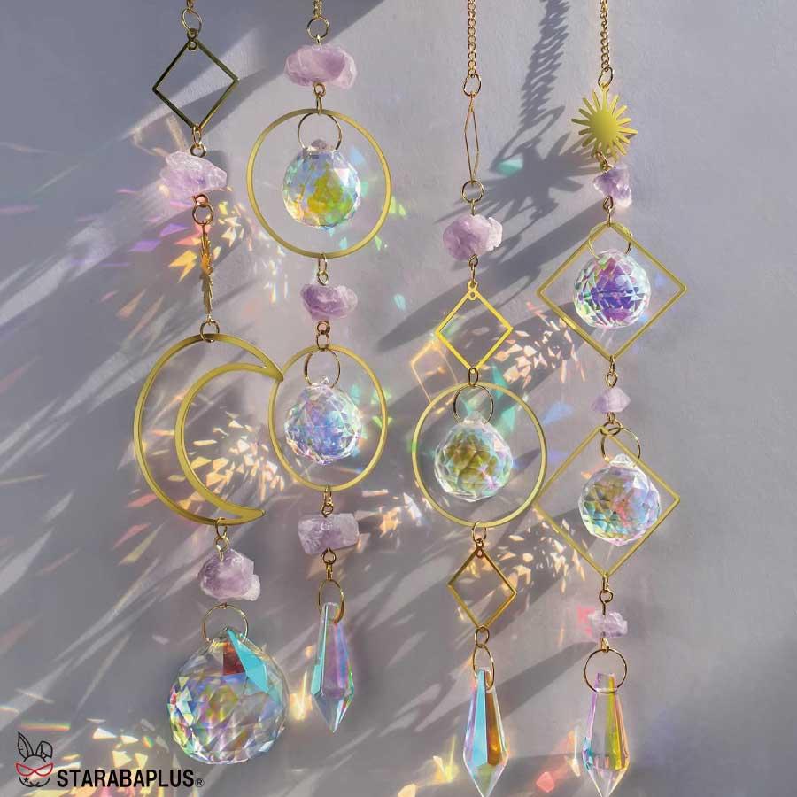 サンキャッチャー 多面的 水晶ボール  星月 窓玄関 飾り キラキラ 開運 人気 運気 幸運 恋愛 風水アップ 車内装飾 手作 送料無料 |  | 05